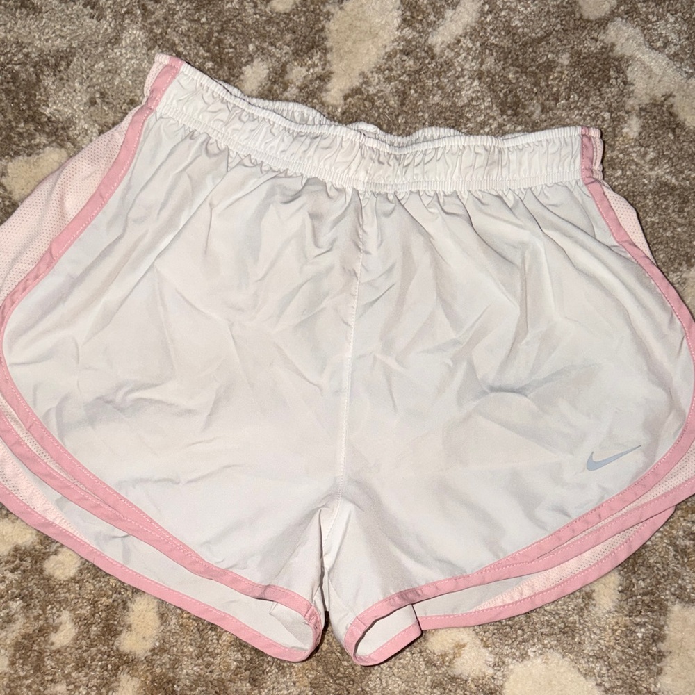 Nike Women's White and Pink Athletic Shorts